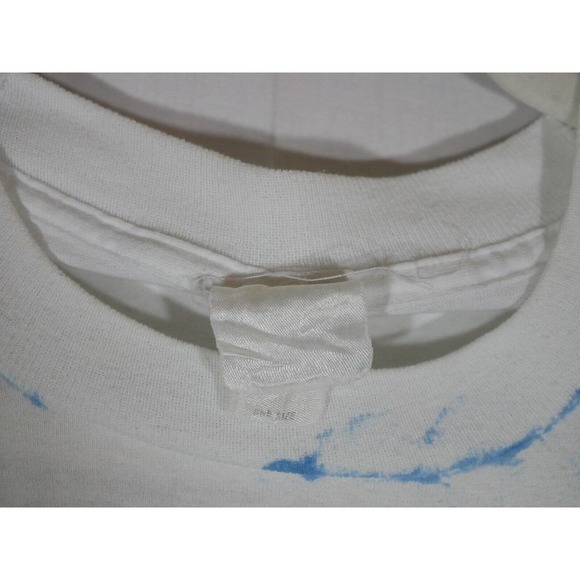 Vintage Puff Paint White T-shirt Palm Trees Faded Tag One Size Fits Large - Picture 3 of 9